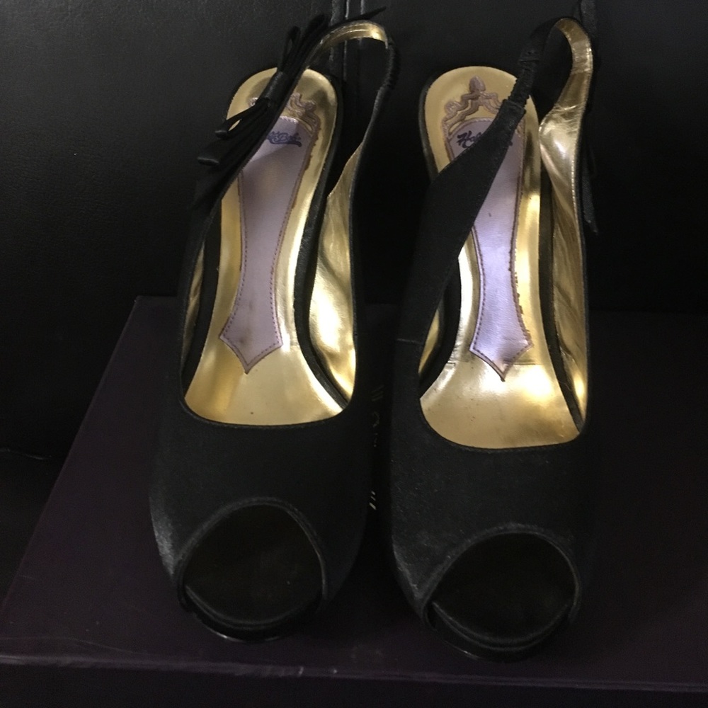 Hale Bob Satin Slingback Peep-toe Pumps